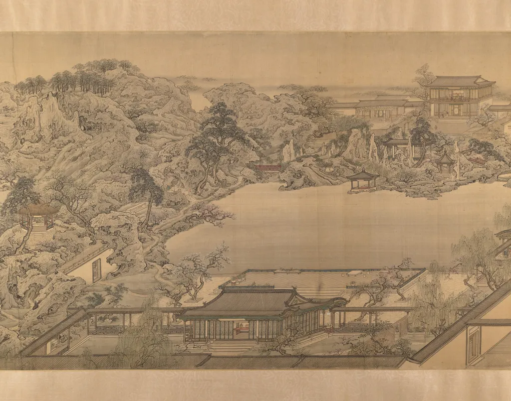 清  佚名  臨袁江瞻園圖  卷|View of a Garden Villa, by Yuan Jiang, ink, 1720
