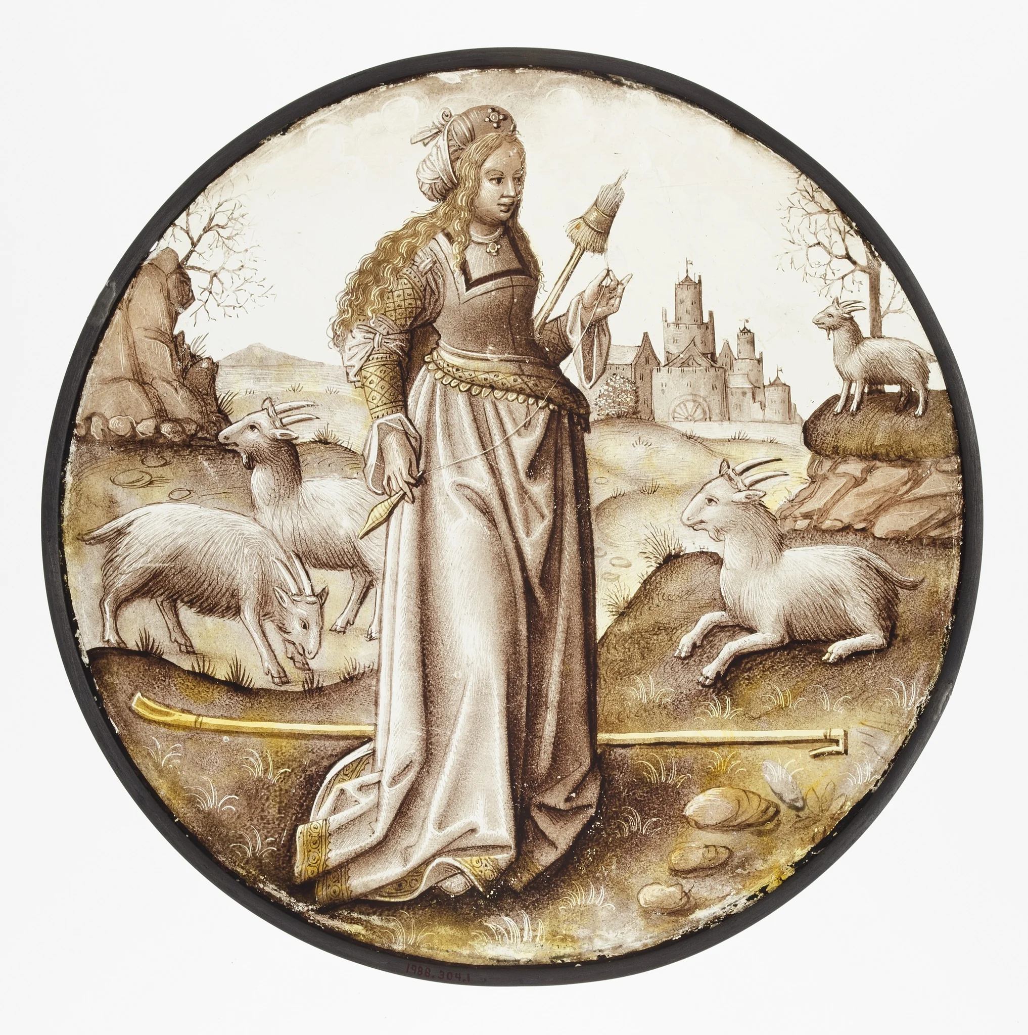 Roundel with Allegorical Figure, detail
