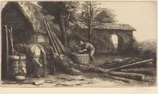 The Cooper (Le tonnelier), by Alphonse Legros, ink, 1874