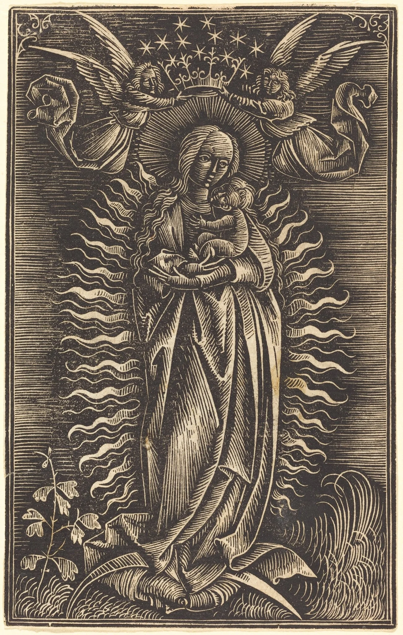 The Virgin Crowned by Two Angels, detail