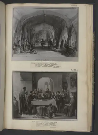 Grace in the Refectory, by Cattermole, watercolor, 1850