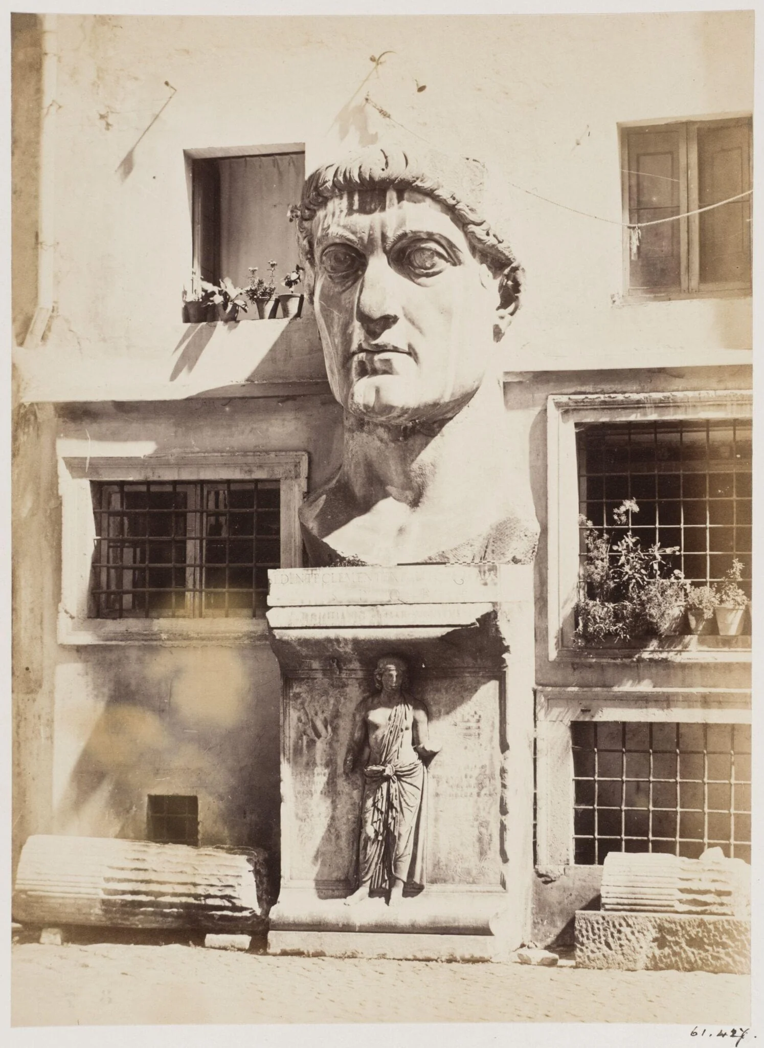 Sculpture - Colossal Head of Domitian, now in the Courtyard of the Palazzo de' Conservatori on the Capitol, detail