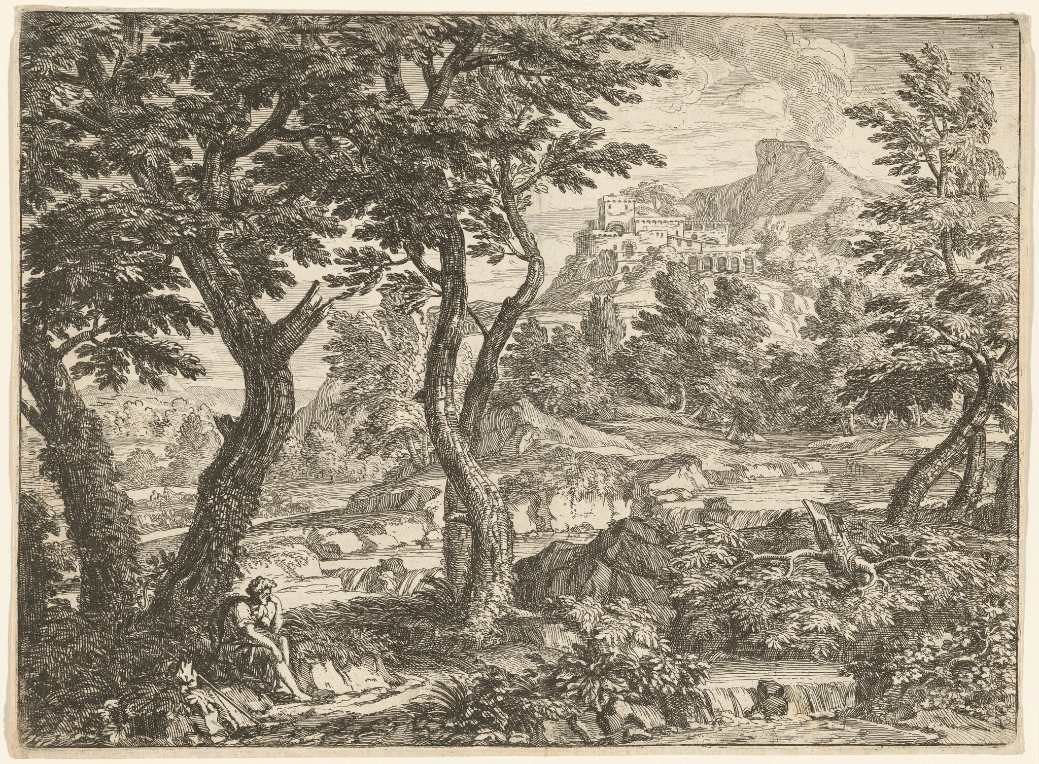 Landscape with a Traveler Resting, detail