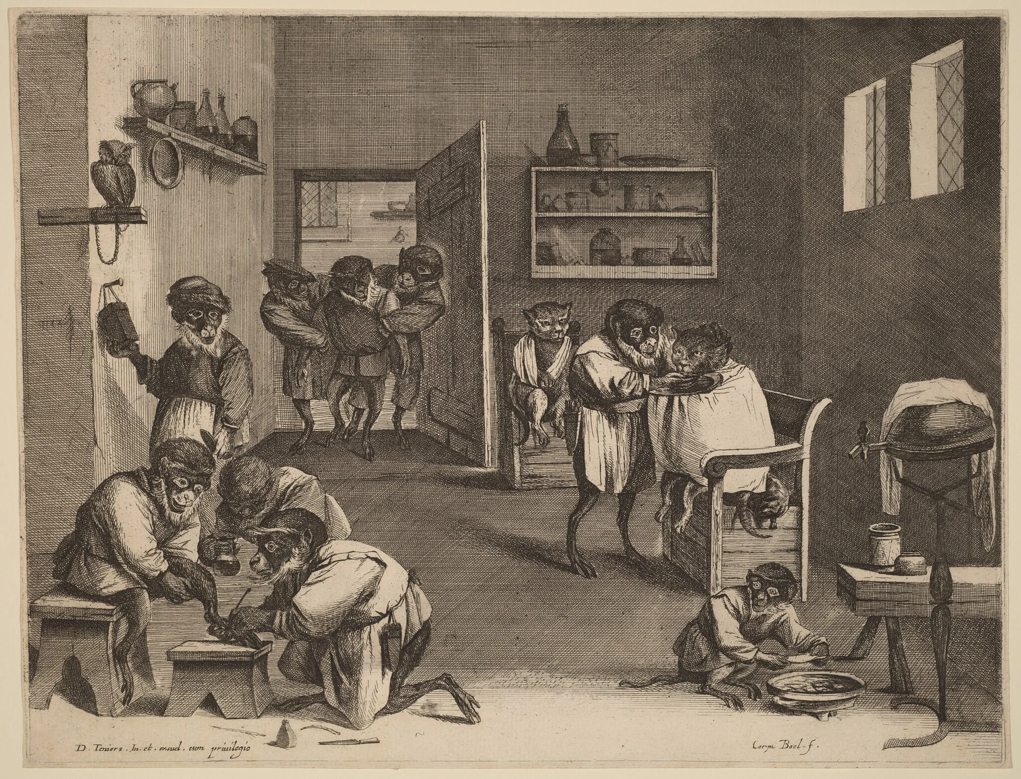 The Monkeys' Barber Shop, detail