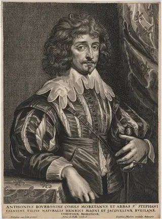 Anthony Bourbon, Count Mouretan, by Pieter de Bailliu, ink, 1636