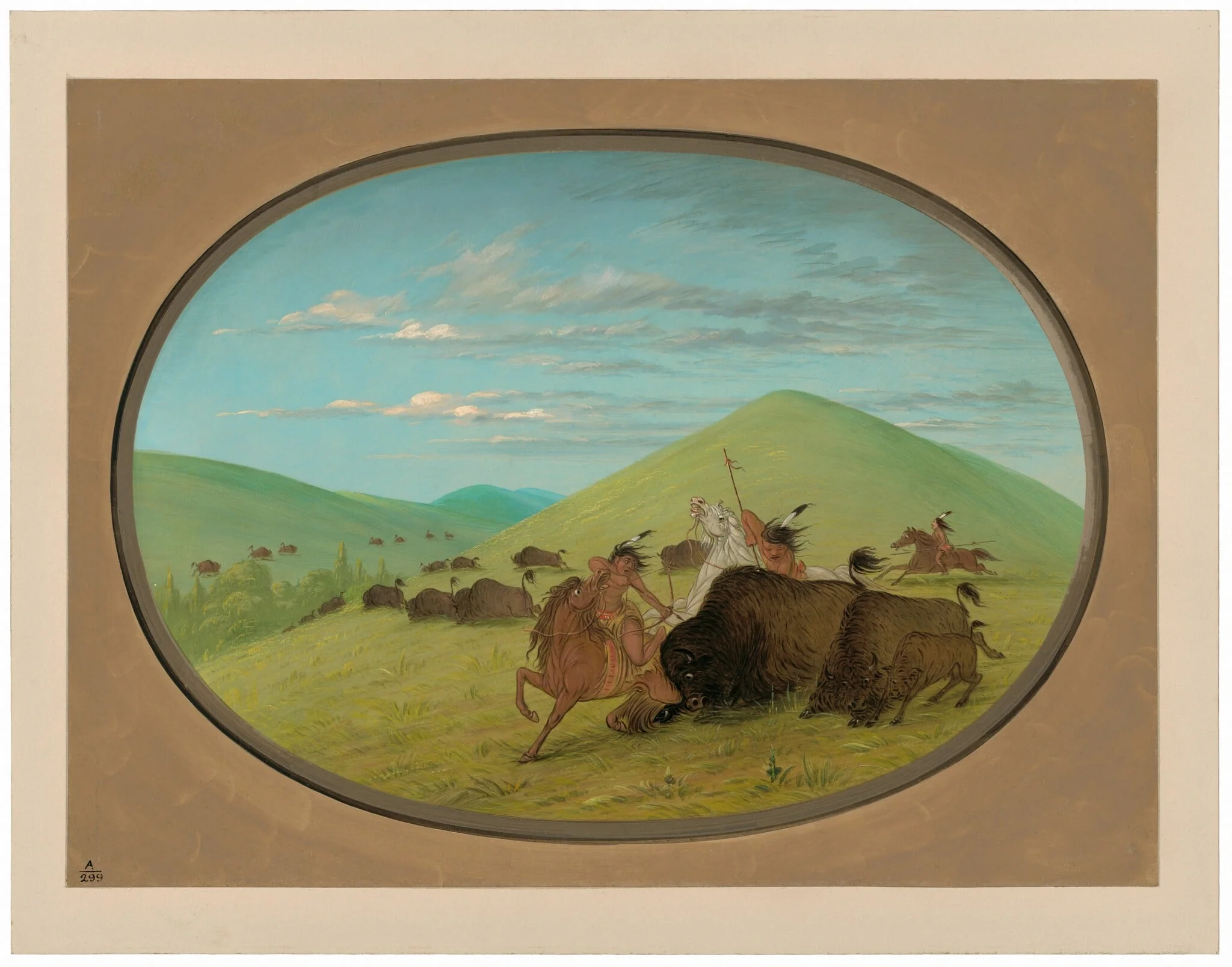 Buffalo Chase - Bulls Protecting the Calves, detail