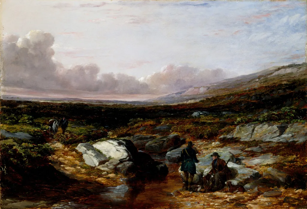 Deer Stalking in Scotland: Getting Ready, by Arthur Fitzwilliam Tait, oil, 1851