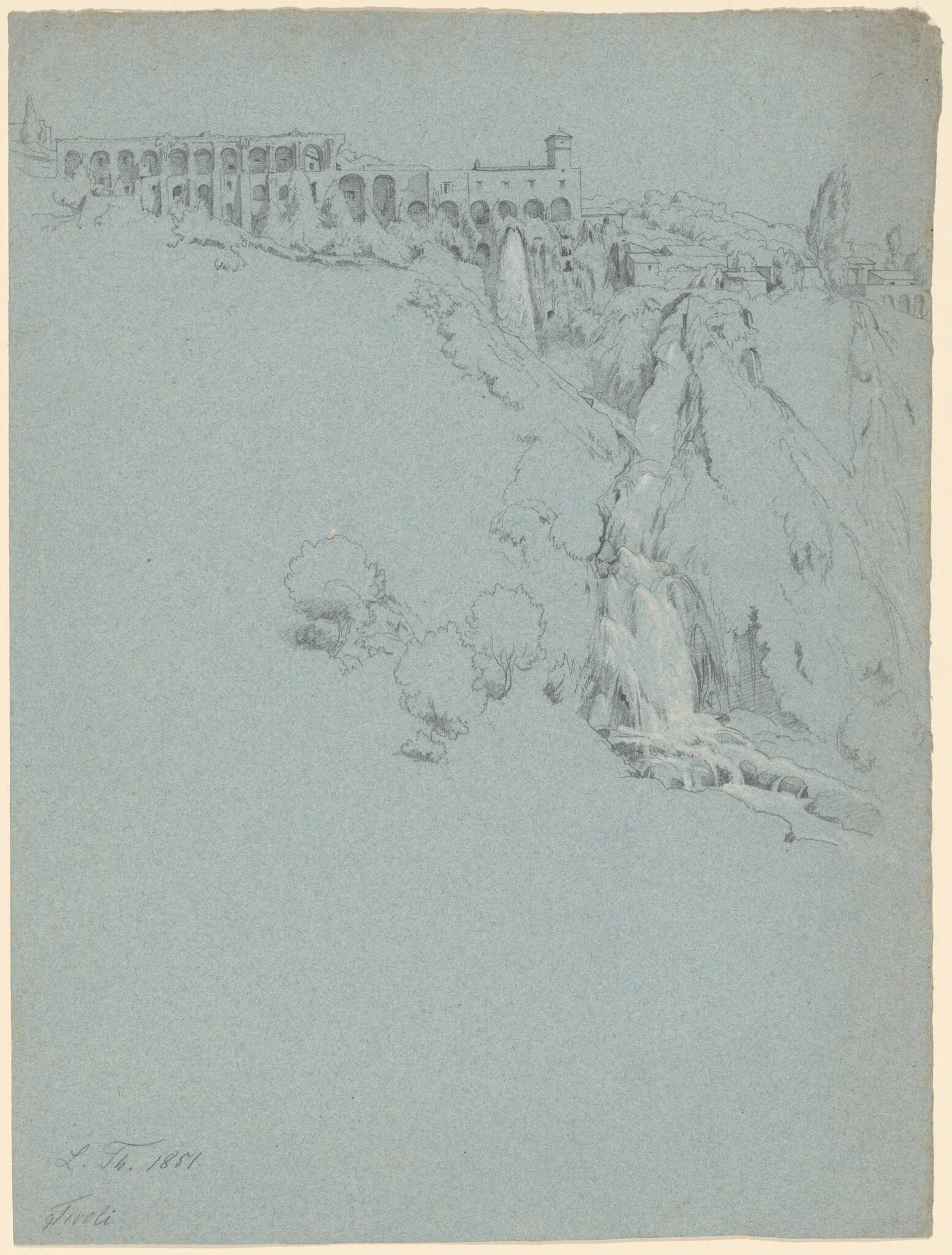 The Waterfall at Tivoli with the Villa of Maecenas, detail