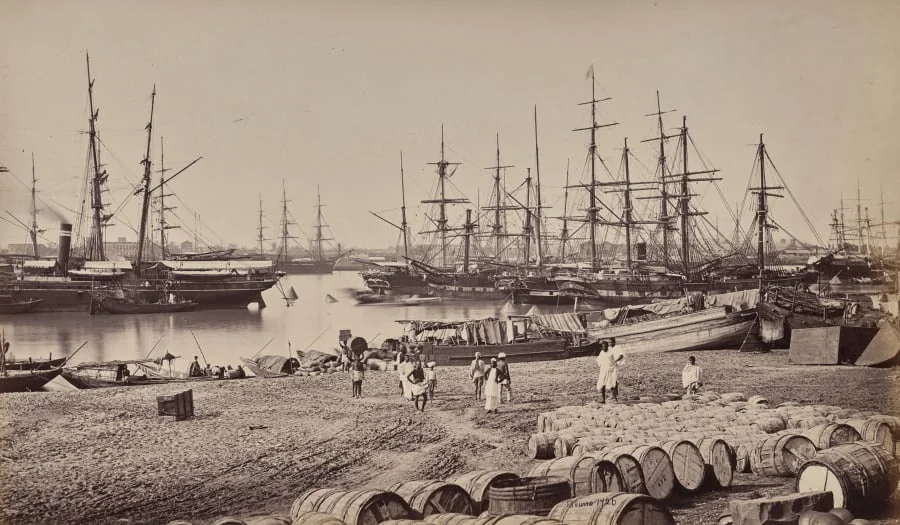 Calcutta. The Custom House Landing Place. Shipping in the River Hoogly, detail