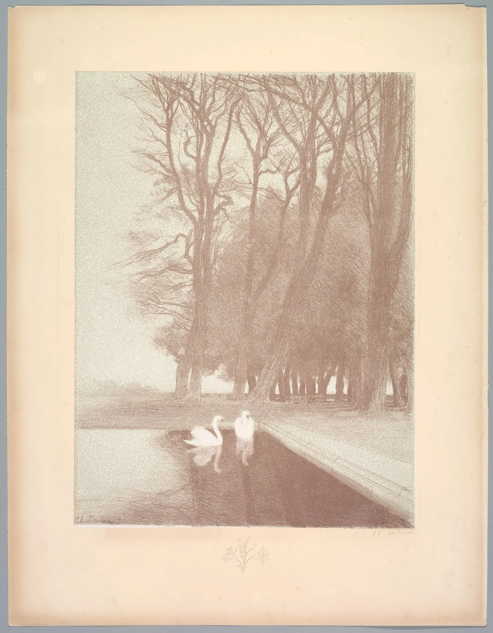 Suite de Paysages: Landscape, Plate 6, Remarque, Lilies, detail