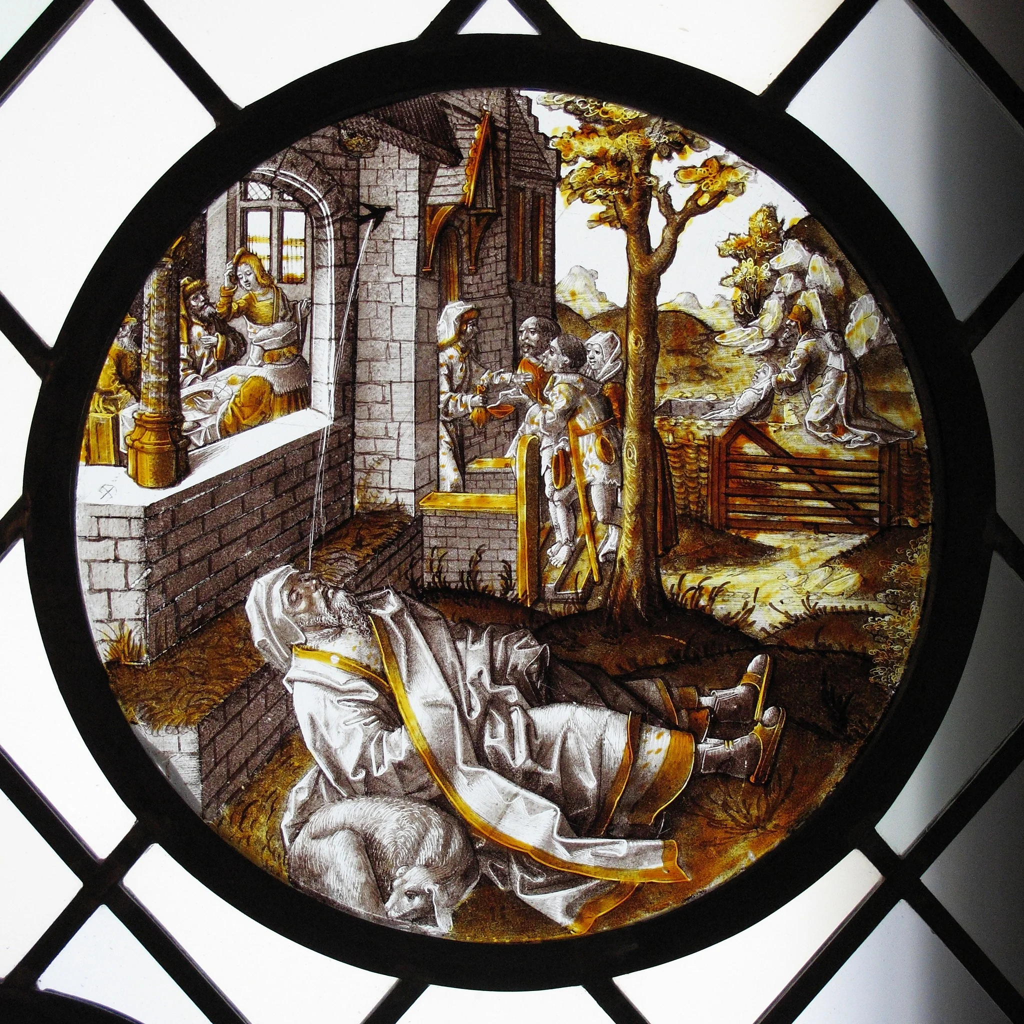 Roundel with the Blinding of Tobit (from a Series), detail