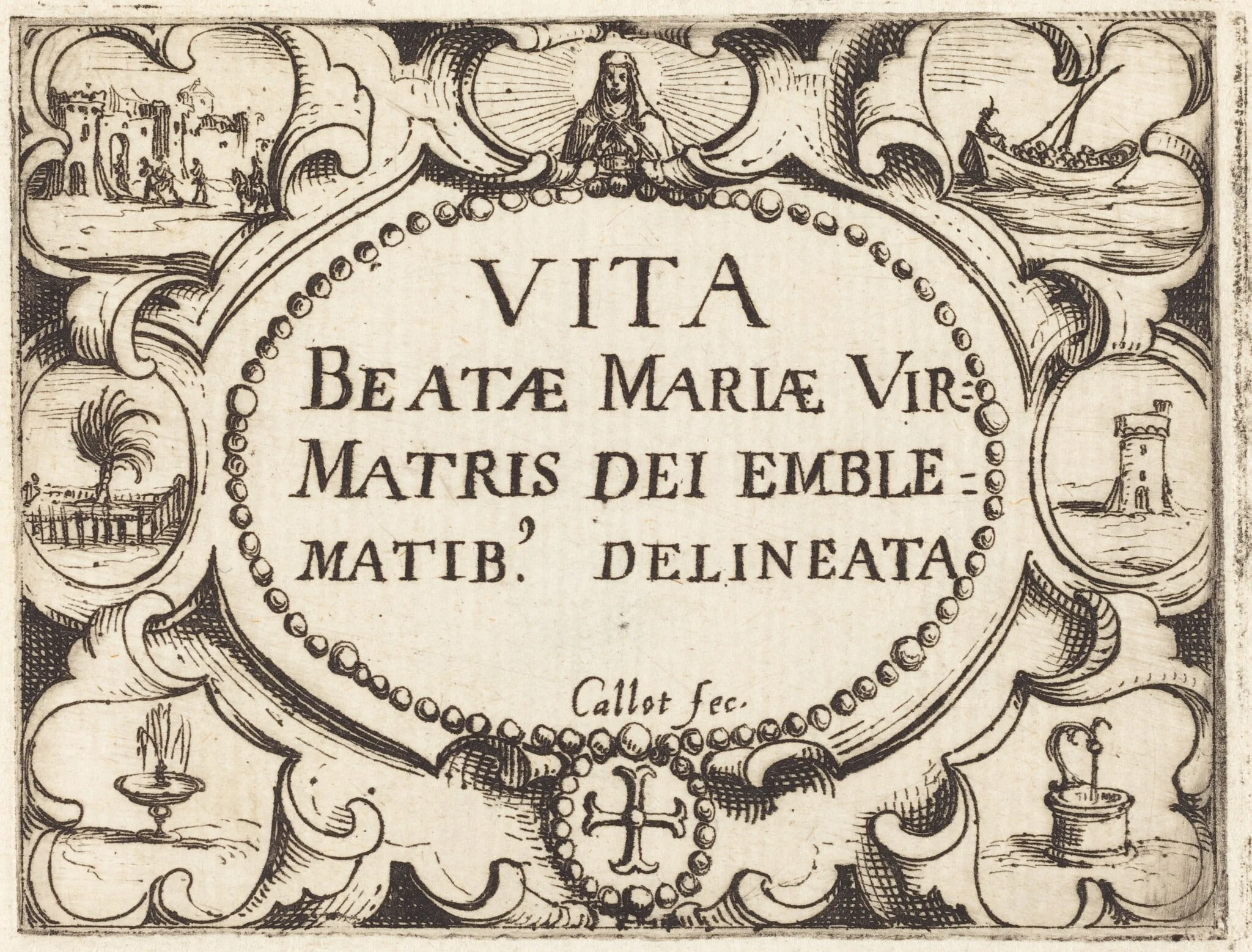 Title Page for "The Life of the Virgin in Emblems", detail