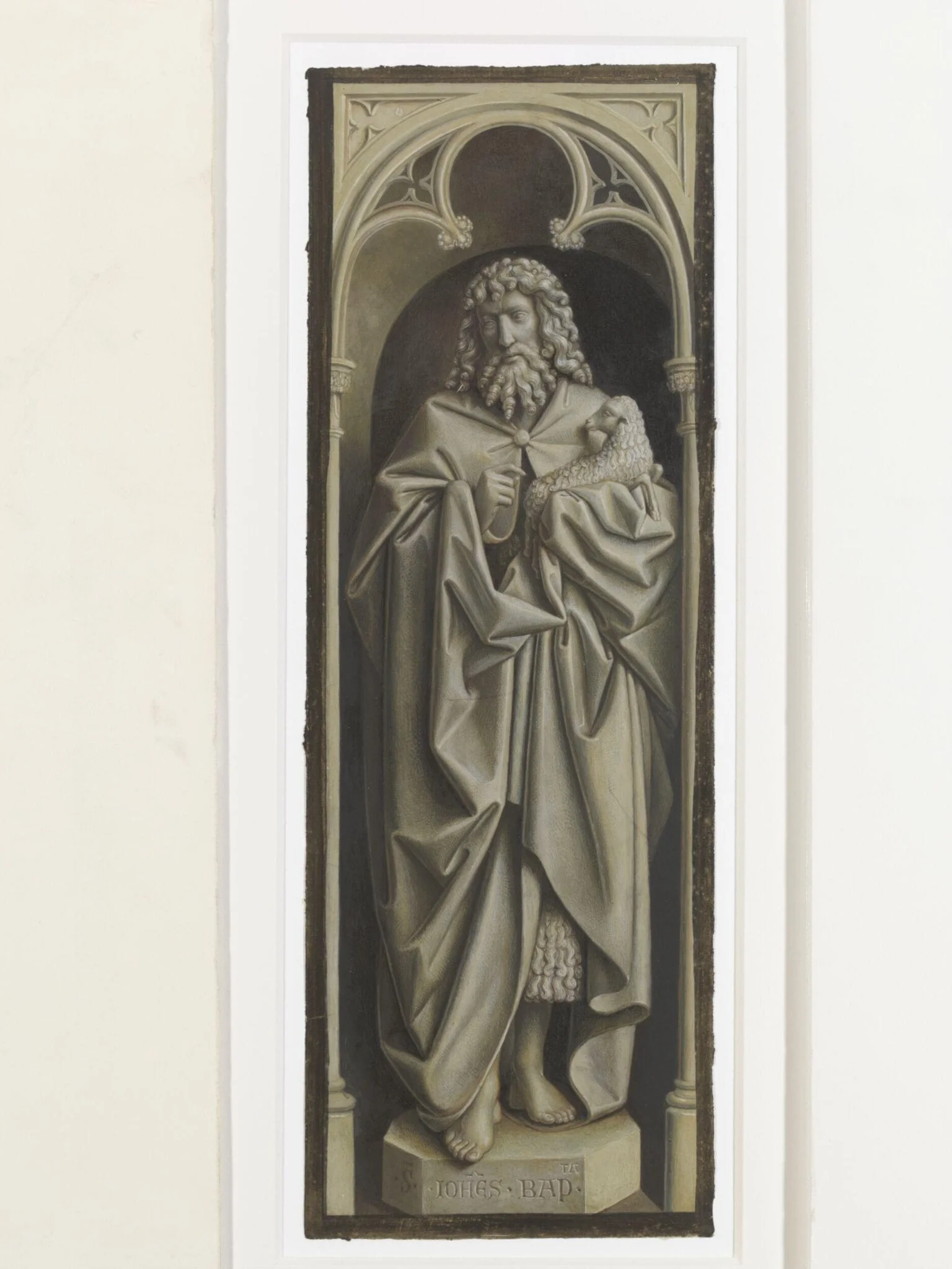 Copy of a detail of the Ghent Altarpiece, St John the Baptist by Hubert and Jan van Eyck in the church of St Bavon, Ghent., detail