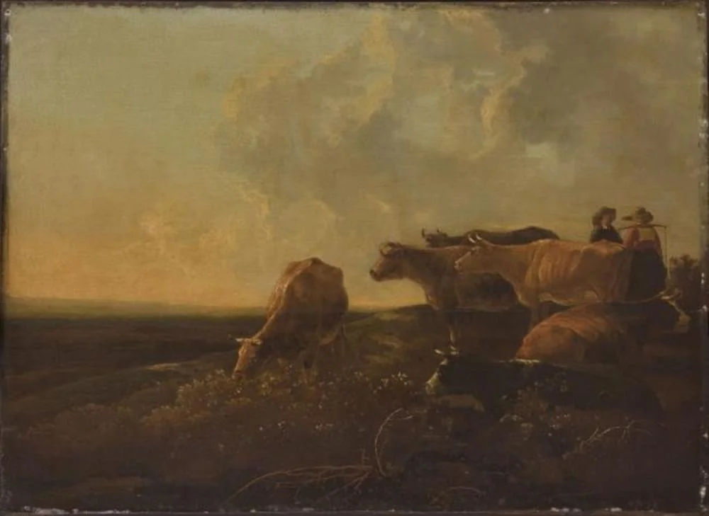 Hilly Landscape with Cattle, detail