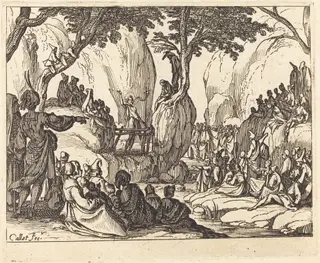 Saint John Preaching in the Desert, by Jacques Callot, ink, 1634