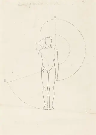 Extent of Motion, One Figure, by George Scharf, ink, 1829