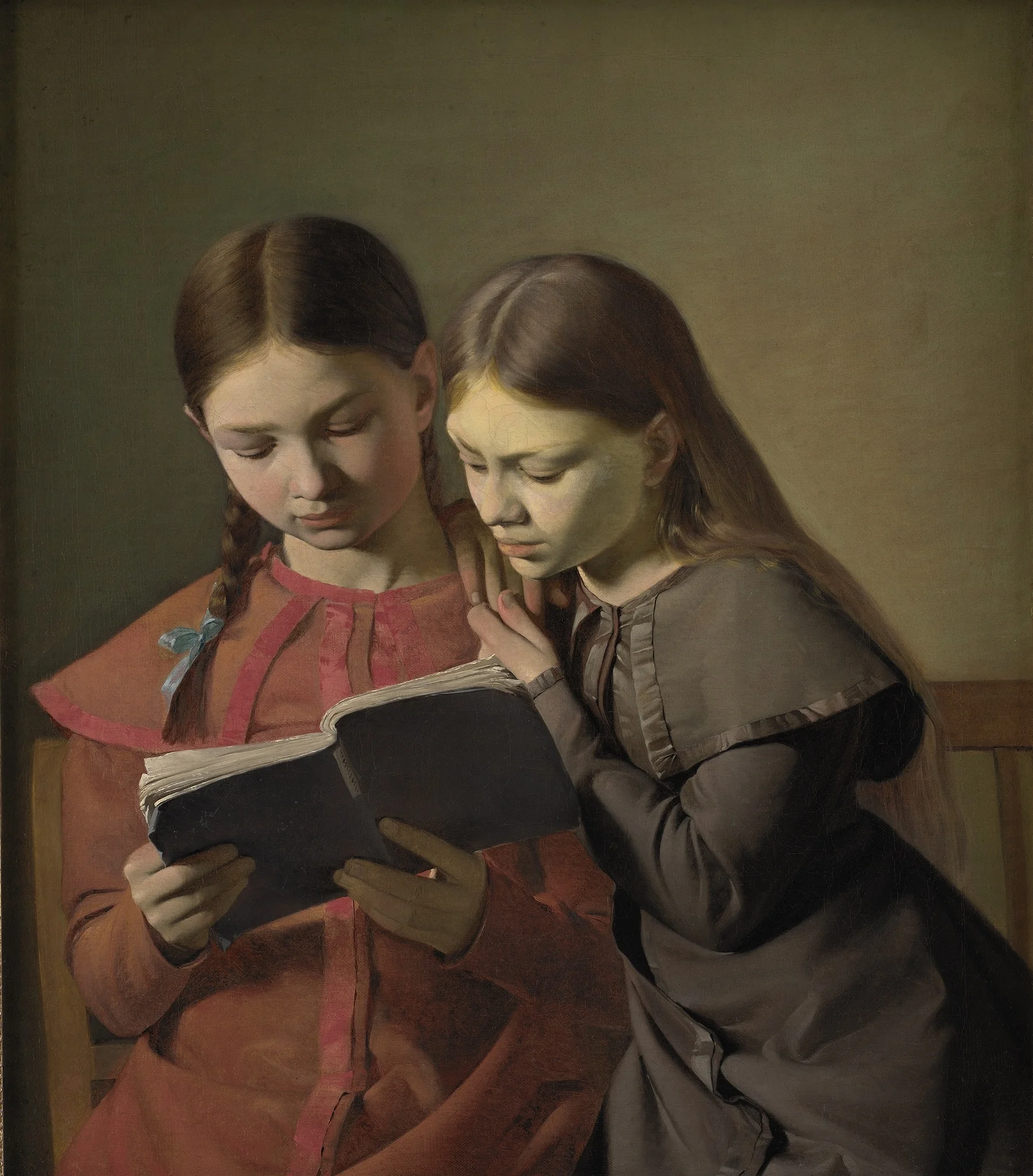 The Artist's Sisters Signe and Henriette Reading a Book, detail
