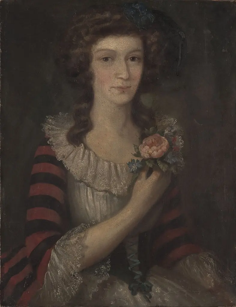 Portrait of Wiktoria Madalińska née Skotnicka (1762–1808), wife of general Józef Antoni Madaliński, by Józef Faworski, oil, 1850