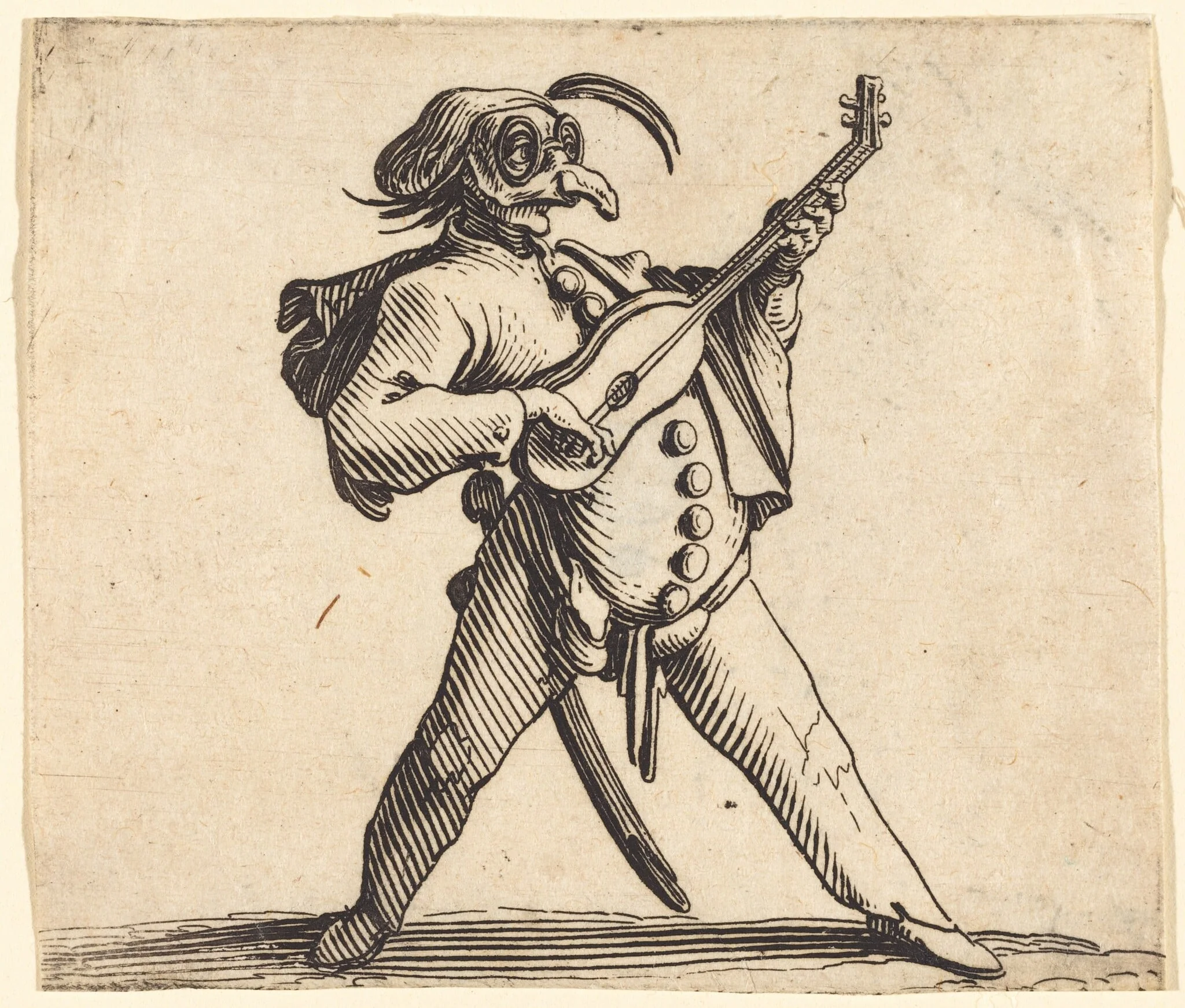 The Masked Comedian Playing a Guitar, detail