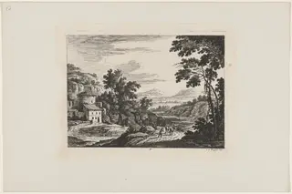Cattle Drover in an Italian Landscape, by Johann Christoph Dietzsch, ink, 1734