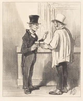 Un Défenseur... causant... dans son cabinet habituel, by Honoré Daumier, ink, 1846
