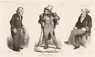 Huguet de Sémonville - Robert Macaire (Thiers) - Comte Roederer, by Honoré Daumier, ink, 1835