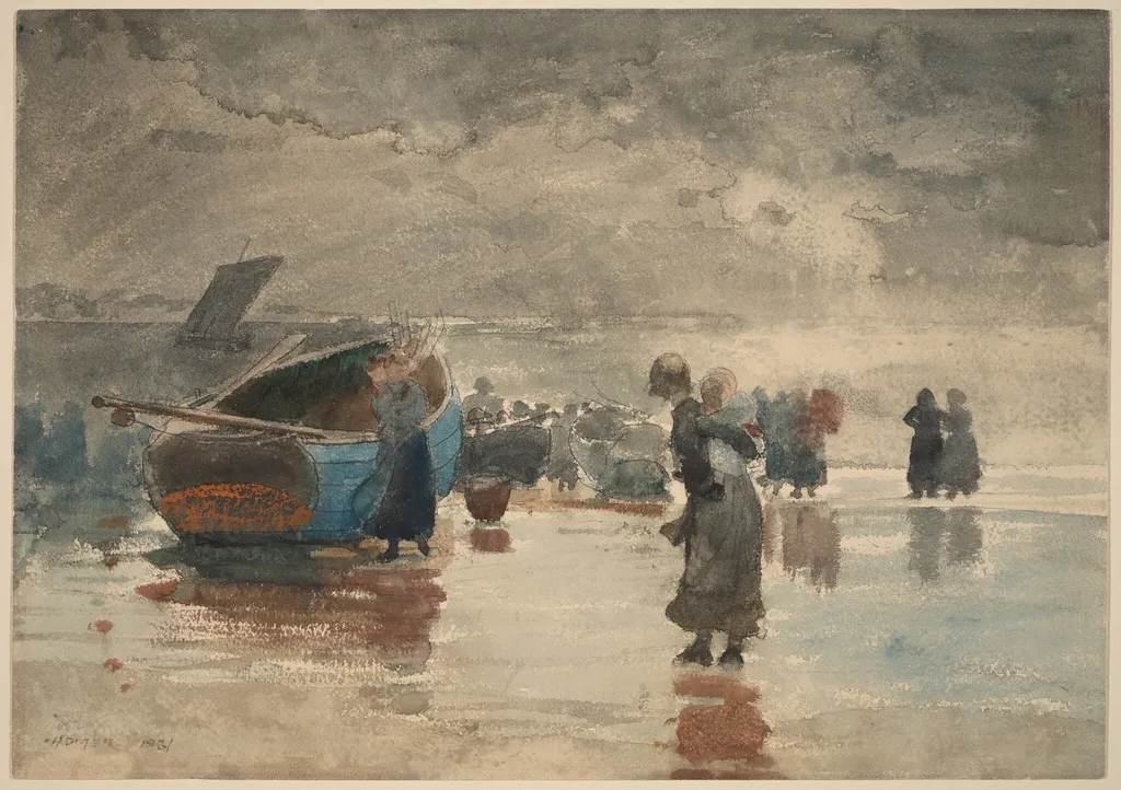 On the Sands, by Winslow Homer, ink, 1881
