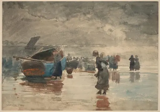On the Sands, by Winslow Homer, ink, 1881
