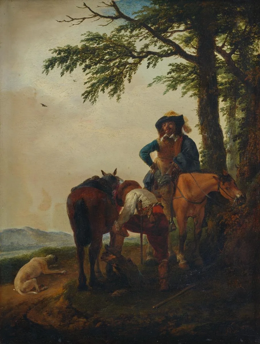 Halt zweier Reiter, detail