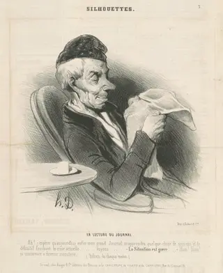 Le lecture du journal, by Honoré Daumier, ink, 1840
