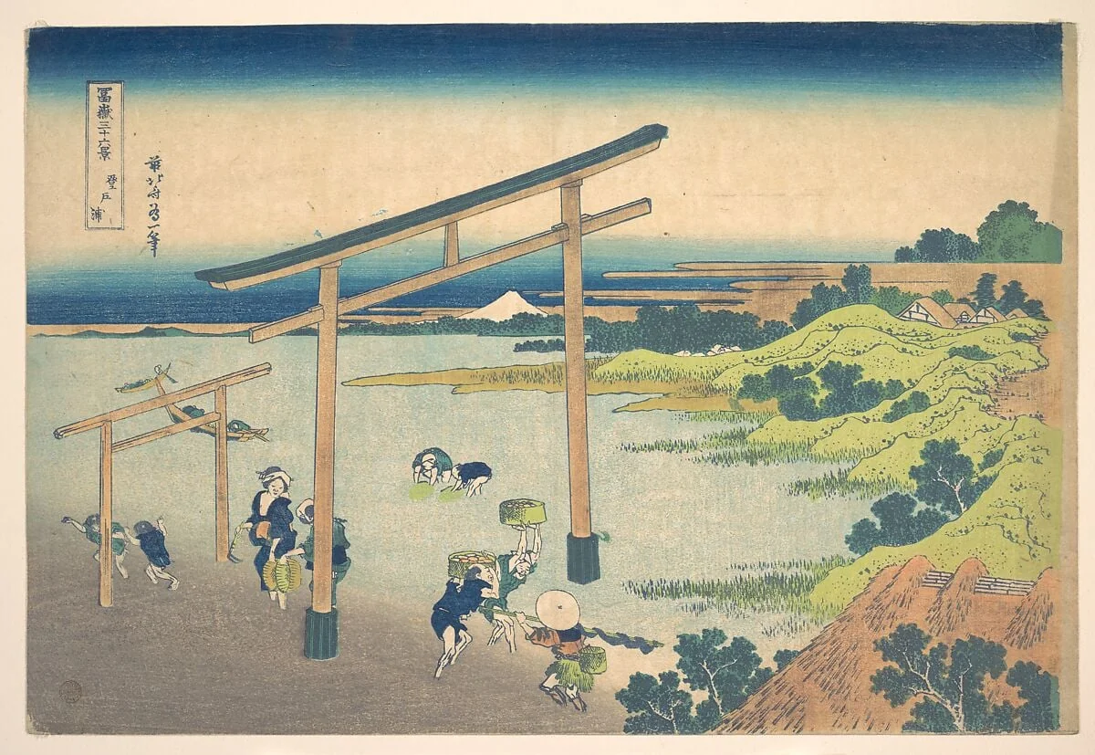 冨嶽三十六景 登戸浦|Noboto Bay (Noboto no ura), from the series Thirty-six Views of Mount Fuji (Fugaku sanjūrokkei), detail