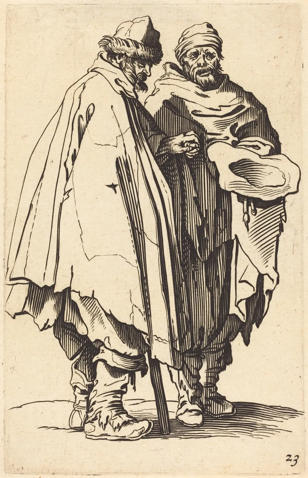 Blind Beggar and Companion, by French 17th Century, ink, 1622
