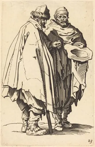 Blind Beggar and Companion, by French 17th Century, ink, 1622