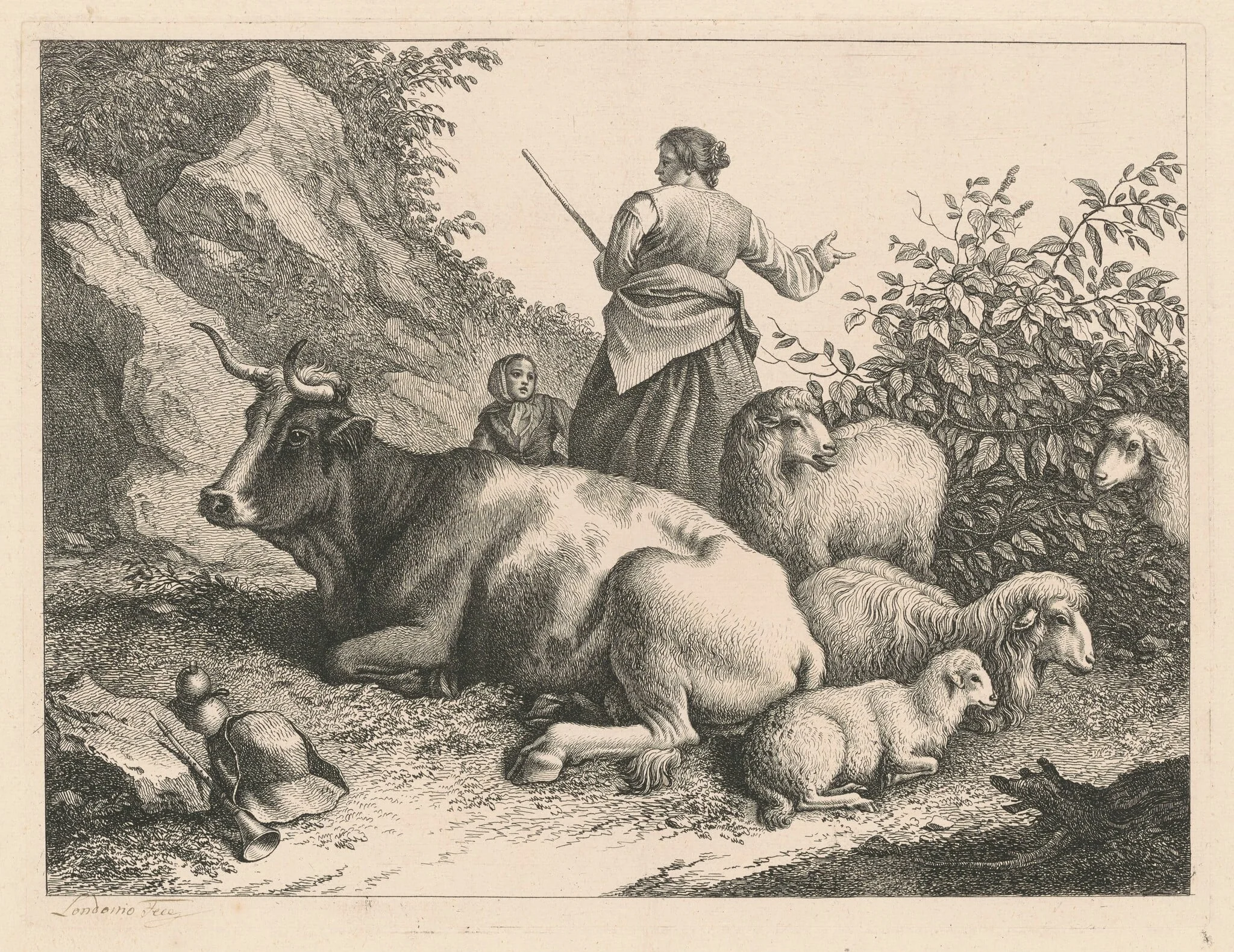 Standing Shepherdess with a Child, detail