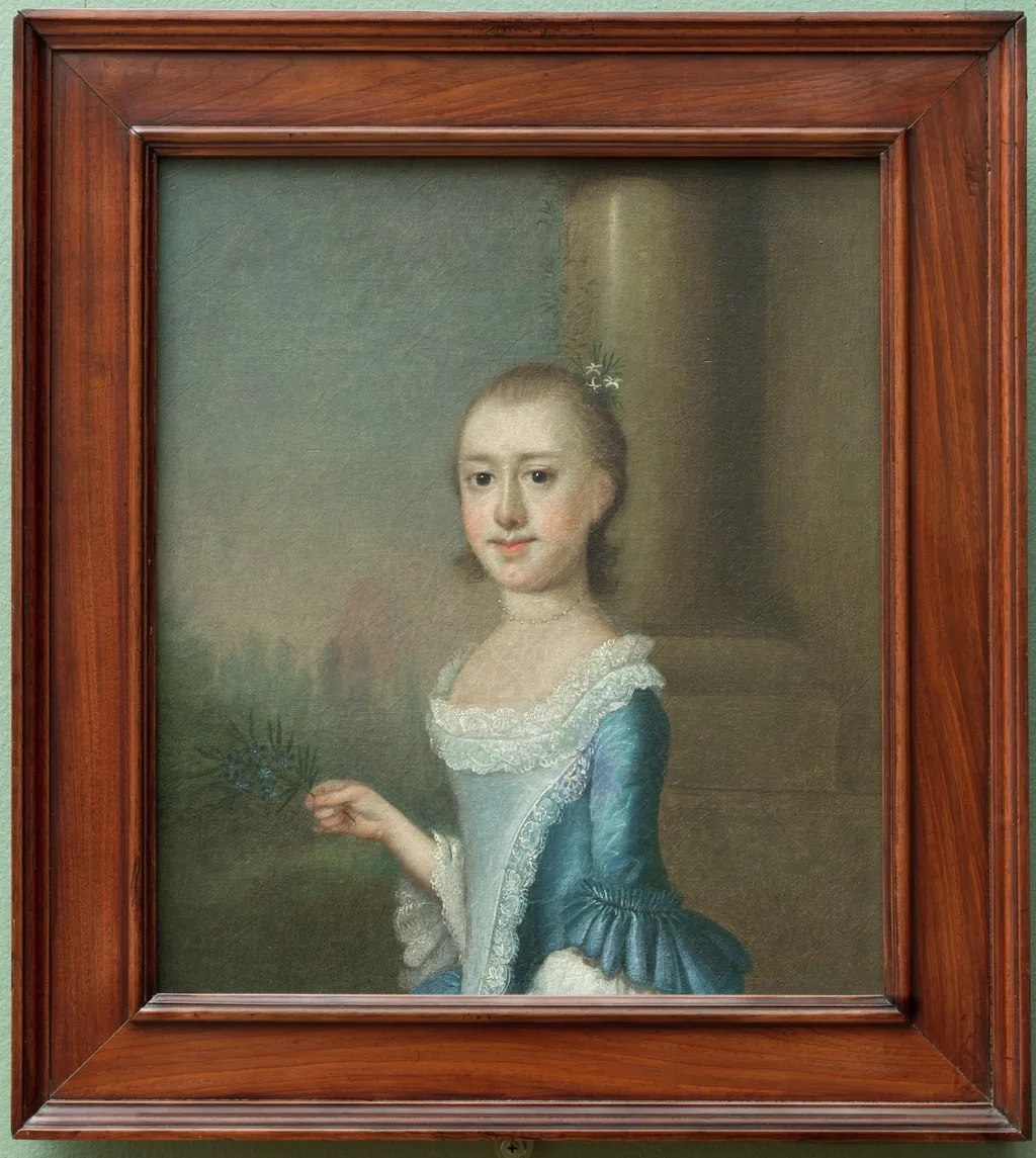 Portrait of Amarinthia Elliott, by Jeremiah Theus, oil, 1748