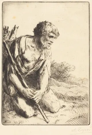 The Prodigal Son, 3rd plate (L'enfant prodigue), by Alphonse Legros, ink, 1874