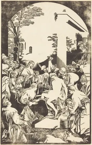 The Raising of Lazarus, by John Baptist Jackson, ink, 1742