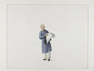 Making Shoes, by Puqua, paint, 1790