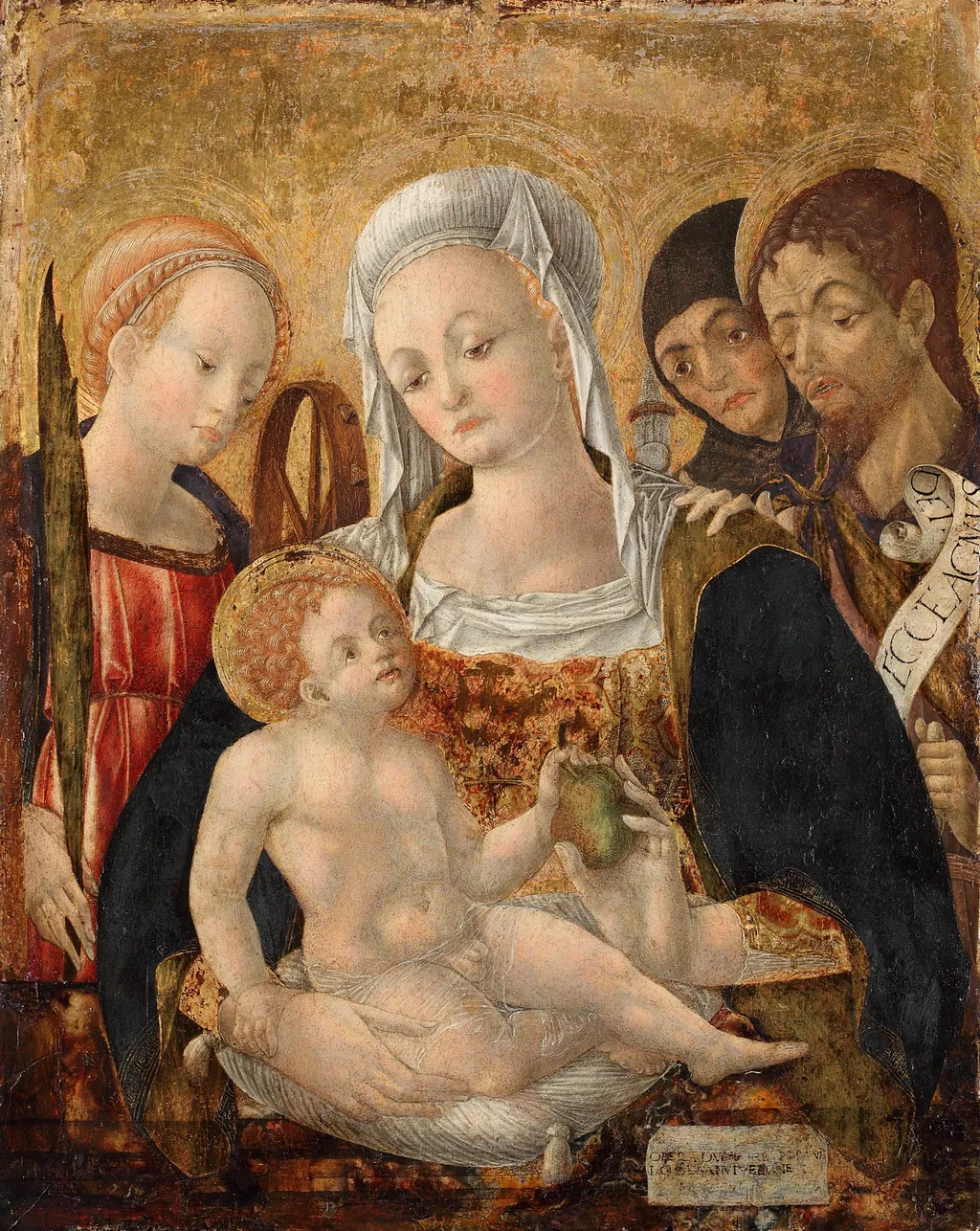 The Virgin and Child with Sts. Catherine of Alexandria, Clara and John the Baptist, by Alvise Vivarini, unspecified, 1465