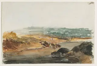 Landscape (recto), by Antoine-Louis Barye, 1849