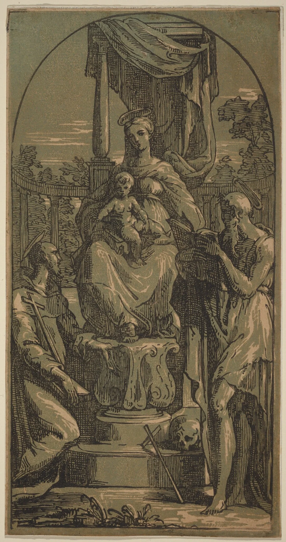Madonna and Child Enthroned, Saint Jerome and Saint Francis, detail