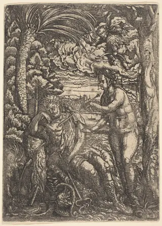 Mercury and Venus, by Hans Burgkmair I, ink, 1520