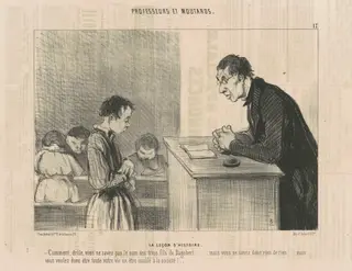 Le leçon d'histoire, by Honoré Daumier, ink, 1846