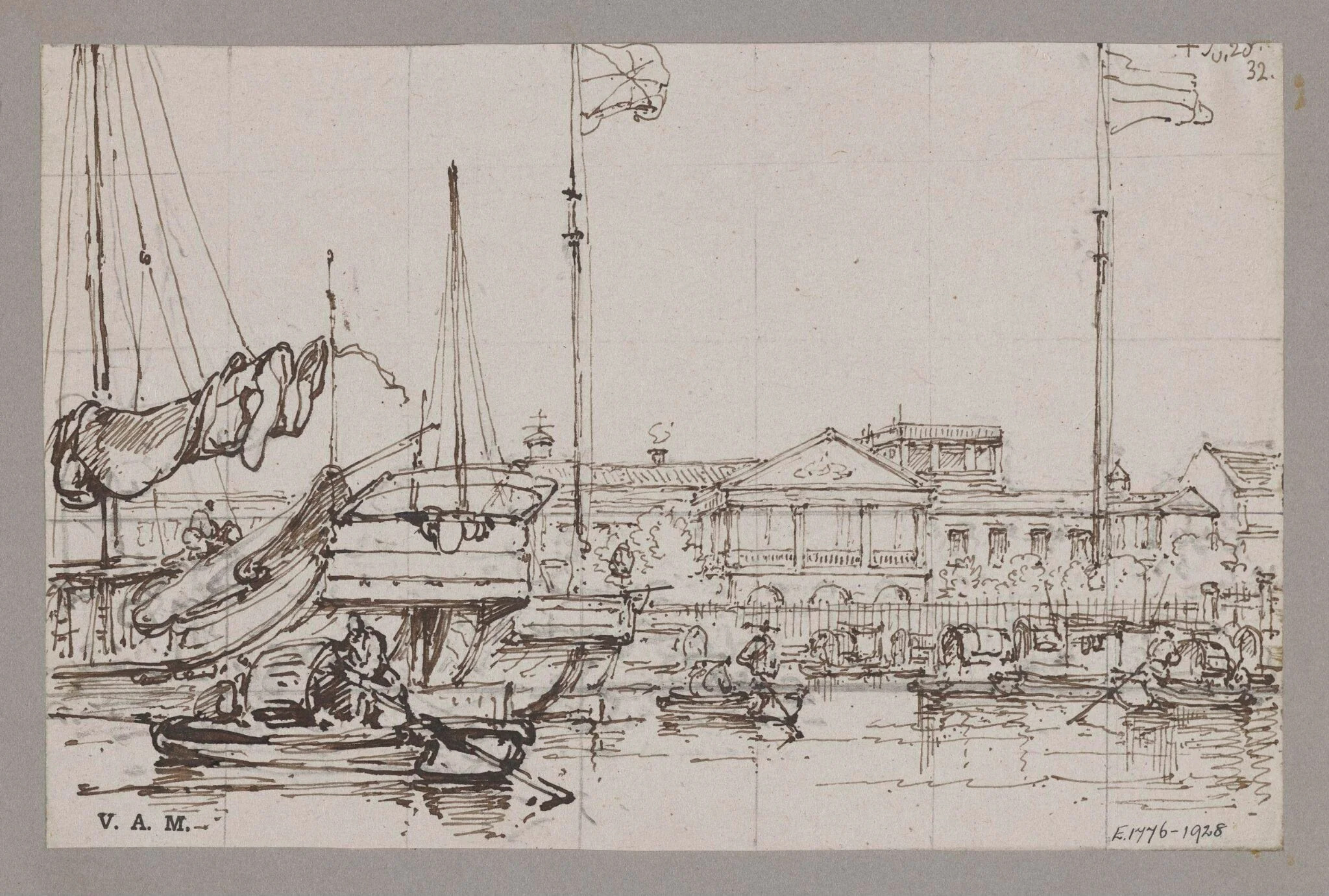 View of East India Company's Factory, Canton, detail