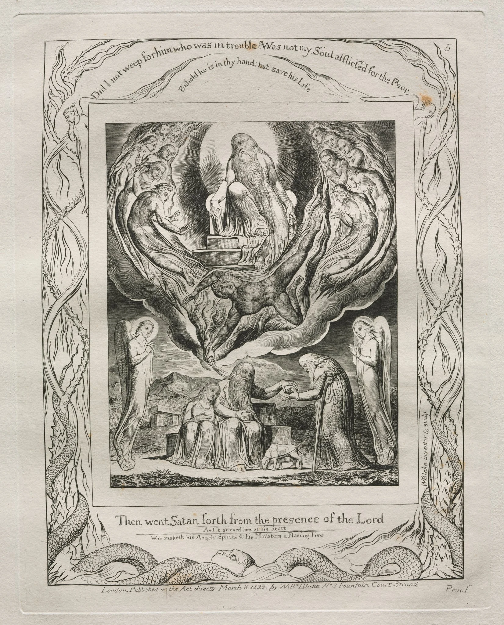 The Book of Job: Pl. 5, Then went Satan forth from the presence of the Lord, detail