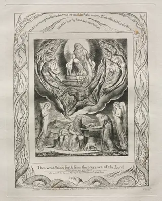 The Book of Job: Pl. 5, Then went Satan forth from the presence of the Lord, by William Blake, 1825