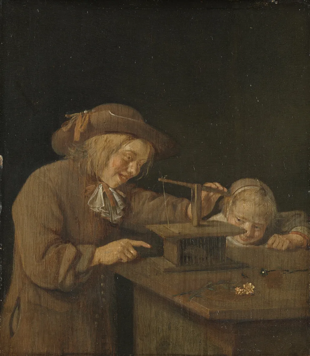 The mousetrap, by Quirijn van Brekelenkam, oil, 1660