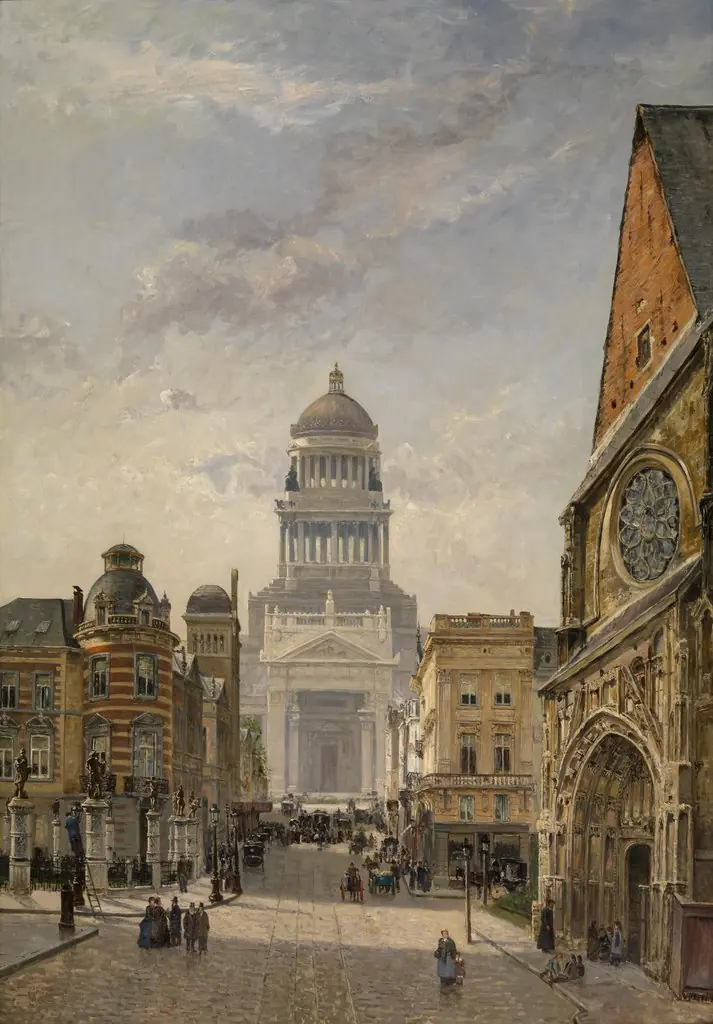 Regentschapstraat in Brussels, by Gustave Walckiers, oil, 1871