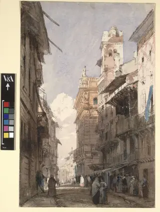 Corso Sant'Anastasia, Verona, with the Palace of Prince Maffei, by Richard Parkes Bonington, watercolor, 1826