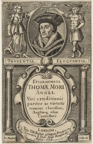 Sir Thomas More, Epigrammata, by William Marshall, ink, 1638